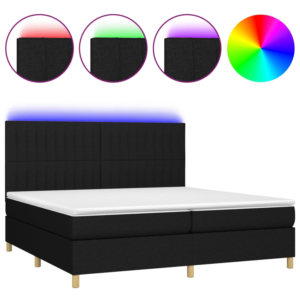 Maison Exclusive - Sommier à lattes de lit et matelas et LED Noir 200x200 cm Tissu - 2