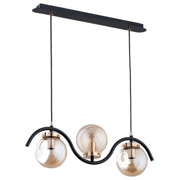 Lampa wisząca Korda czarna 3xE14x10W dekoracyjna wym: 90 x 14 x 60 cm metal Alfa