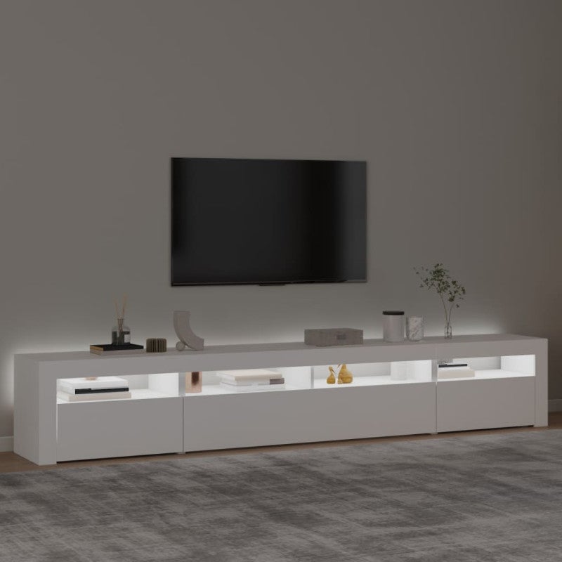 Meuble TV avec lumières LED Blanc 240x35x40 cm - 3