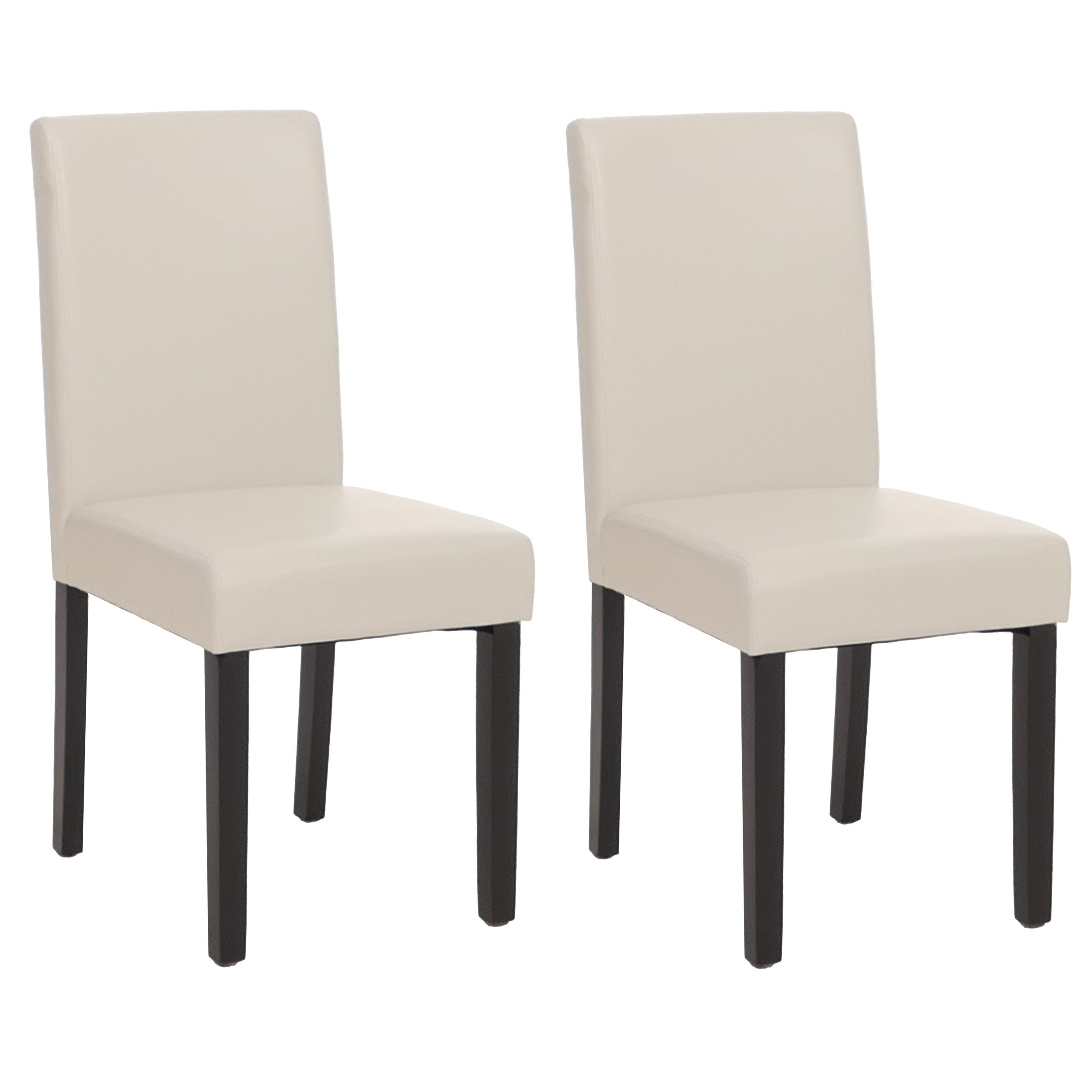 Zestaw 2 krzeseł do jadalni Krzesło kuchenne Littau ~ imitacja skóry, biały, ciemne nogi