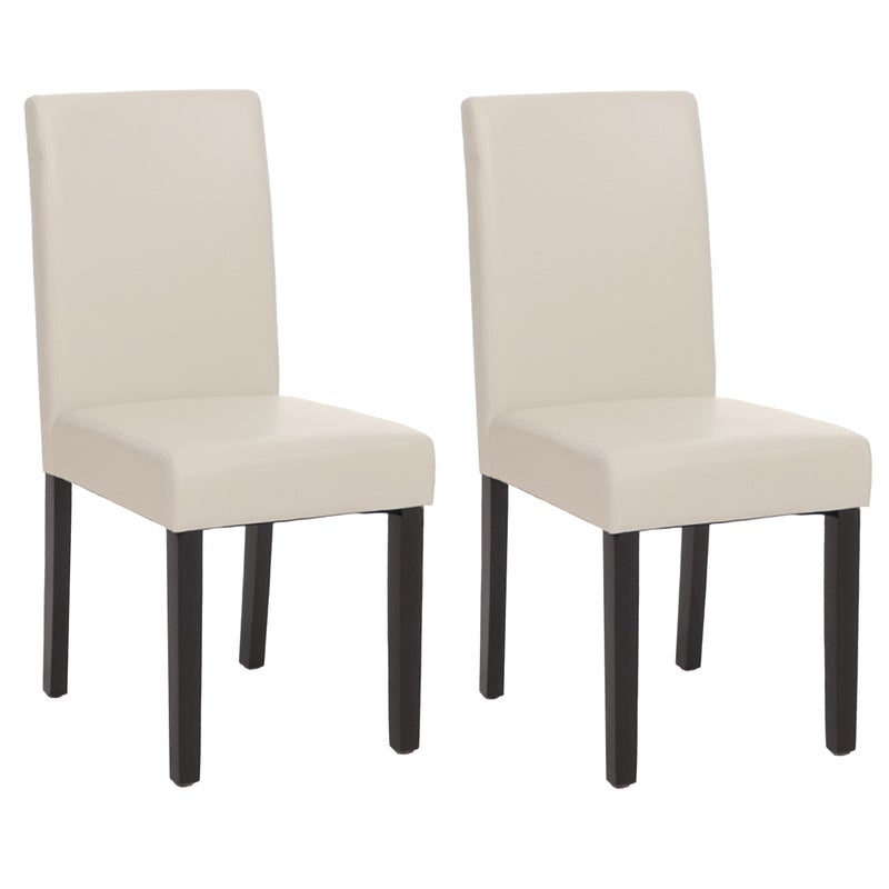 Zestaw 2 krzeseł do jadalni Krzesło kuchenne Littau ~ imitacja skóry, biały, ciemne nogi