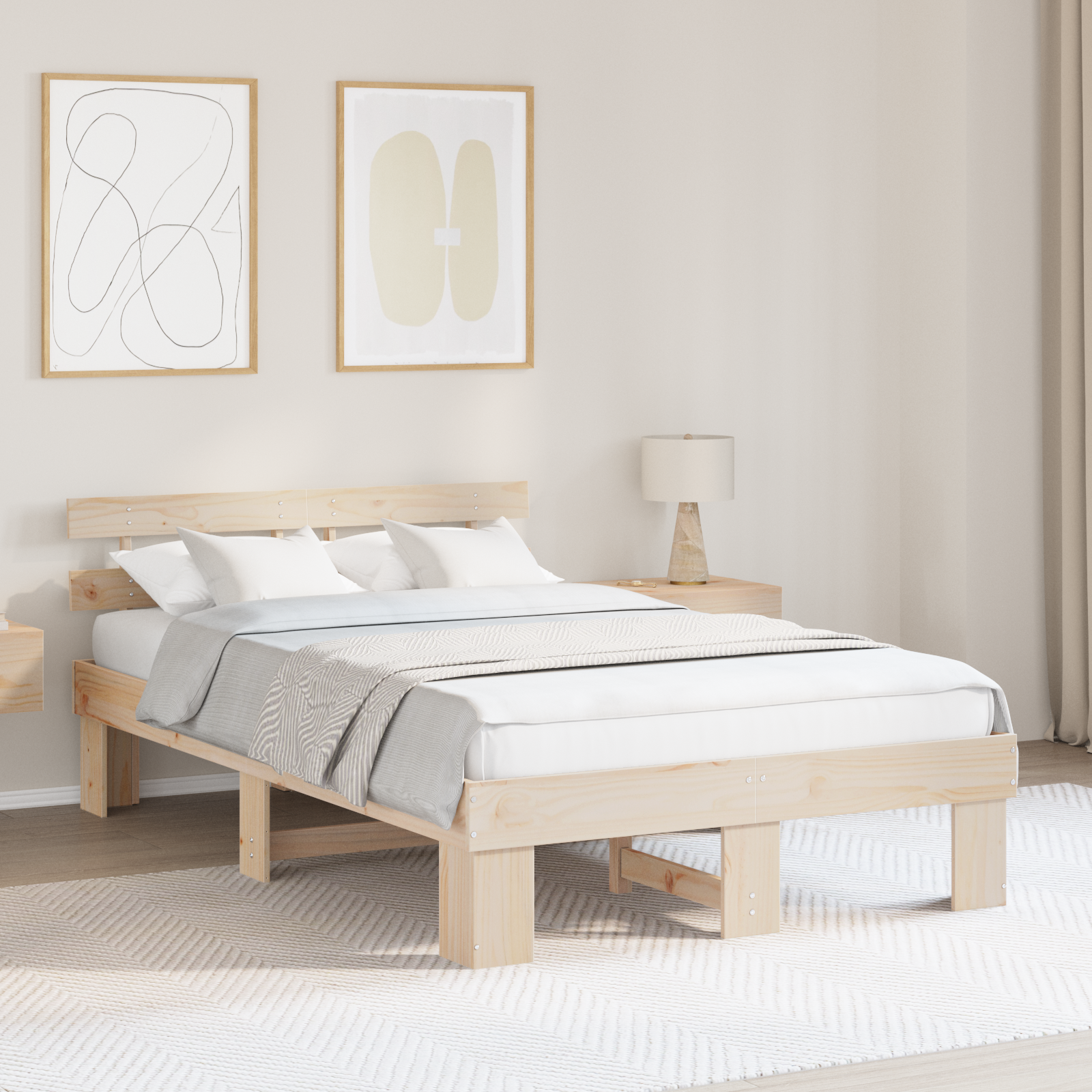 Ramka łóżka Naturalny 120 x 190 cm Lite drewno sosnowe vidaXL