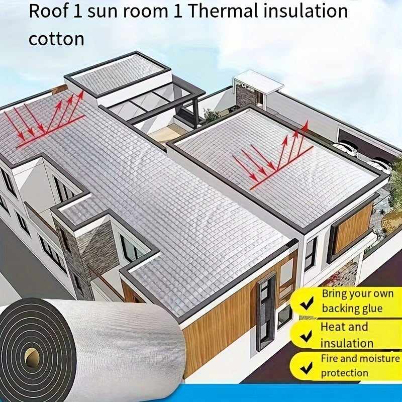 Mousse d'aluminium autocollante 3 m x 0,5 m, coussin d'isolation de toit, coton d'isolation phonique de voiture, imperméable, ignifuge et insonorisé - 3