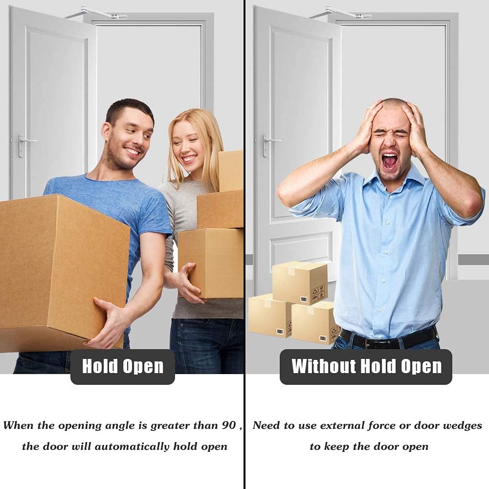 Ferme-porte hydraulique automatique avec butée, ferme-porte à ressort réglable, fermeture en douceur, pour portes commerciales et résidentielles - 2