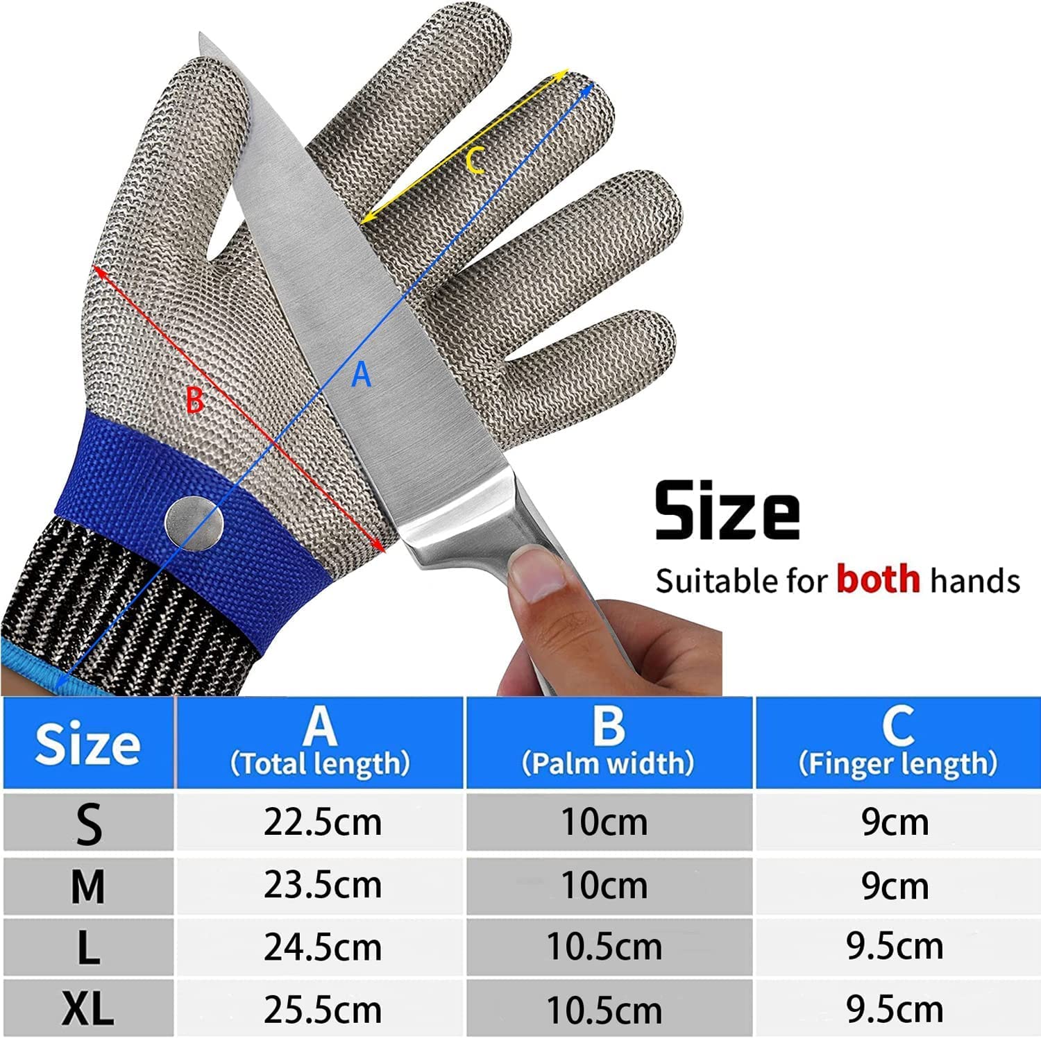 Gant Anti Coupure Cuisine Protection Niveau 9 Gants de Travail Gants à Huitres Gant Protection Cuisine pour Filet de Poisson, Découpe de Via（S） - 2