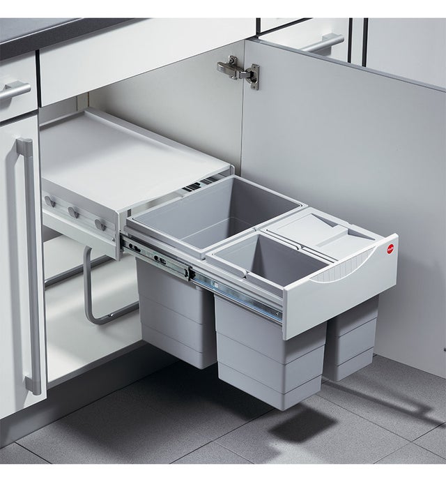 Poubelle de cuisine tri sélectif 3 bacs encastrable 35L (18+8.5+8.5) Hailo AS Raumspar Tandem
