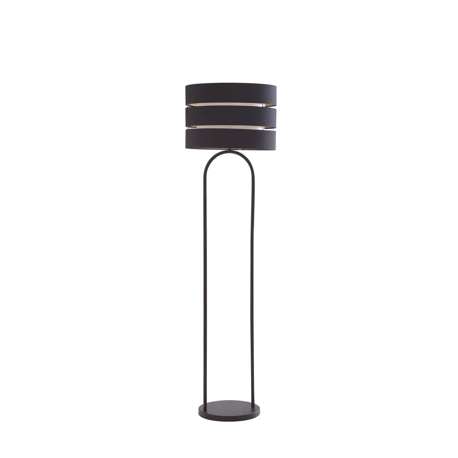 Lindby lampe sur pied Tsomo, Ø 40 cm, noir, tissu, E27, Lampadaire Sur ...