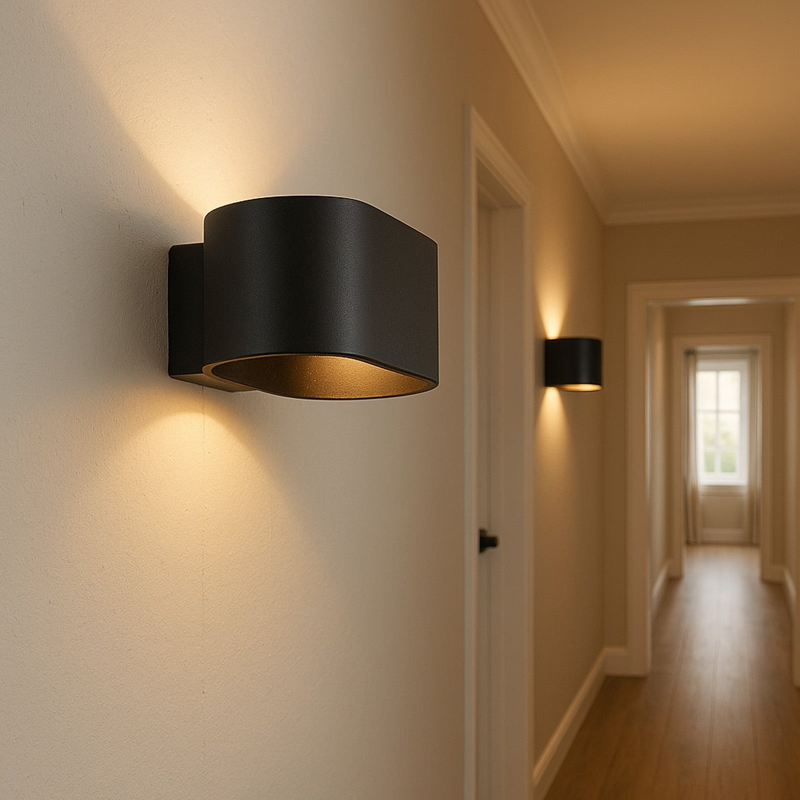Aplique de pared interior de aluminio negro con iluminación arriba y abajo, casquillo G9 (bombilla no incluida) - 4