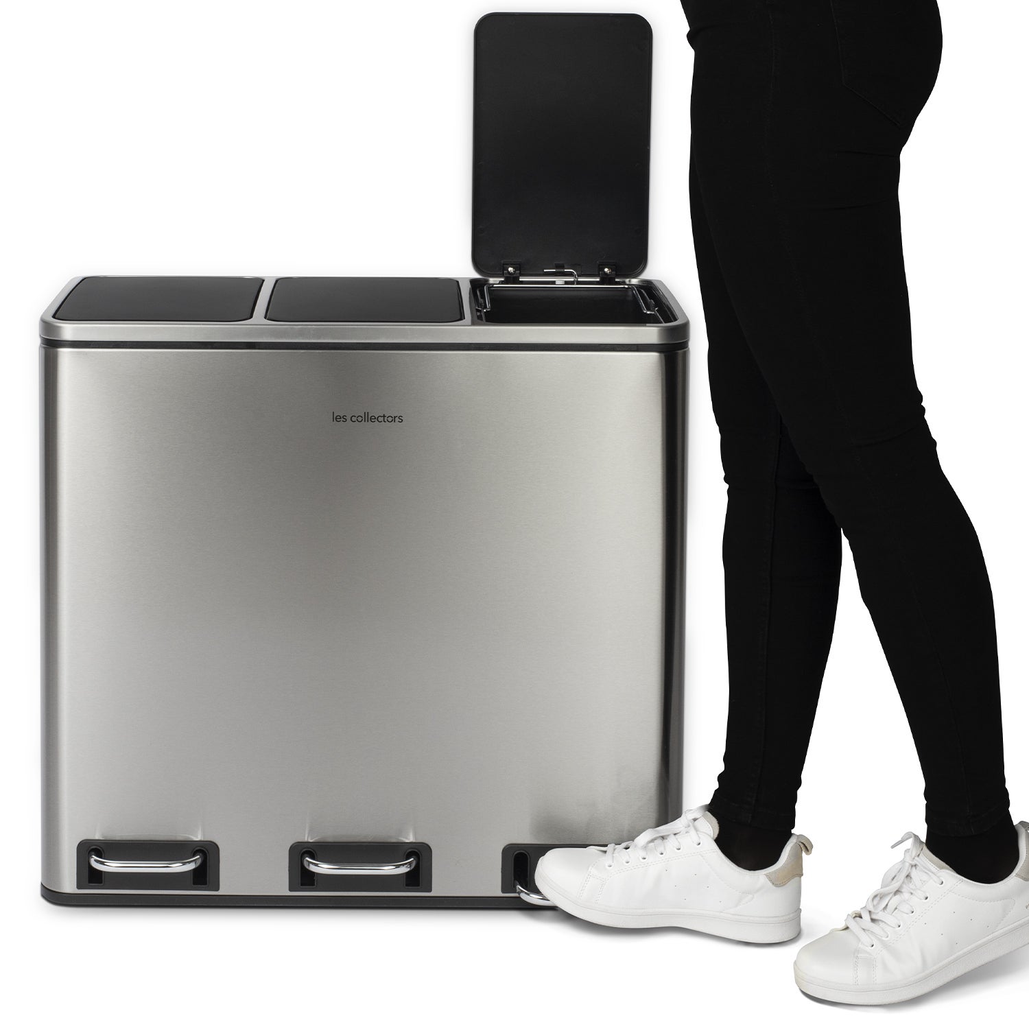 Les Collectors N°982, Spazzatura a Pedale per Racconta Differenziata, Inox Spazzolato,3x18L, Resistente, 3 Contenitori Rimovibili, Chiusura Silenzios - 6