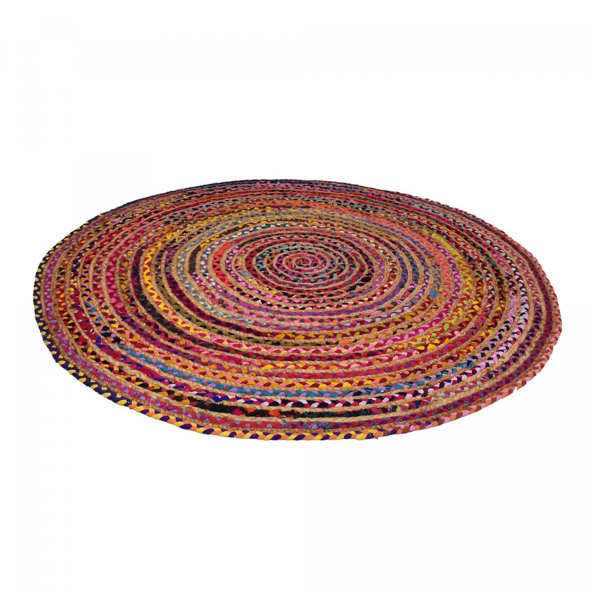 Tapis rond 200x200 rond ALANA Multicolore , tapis artisanal - 4