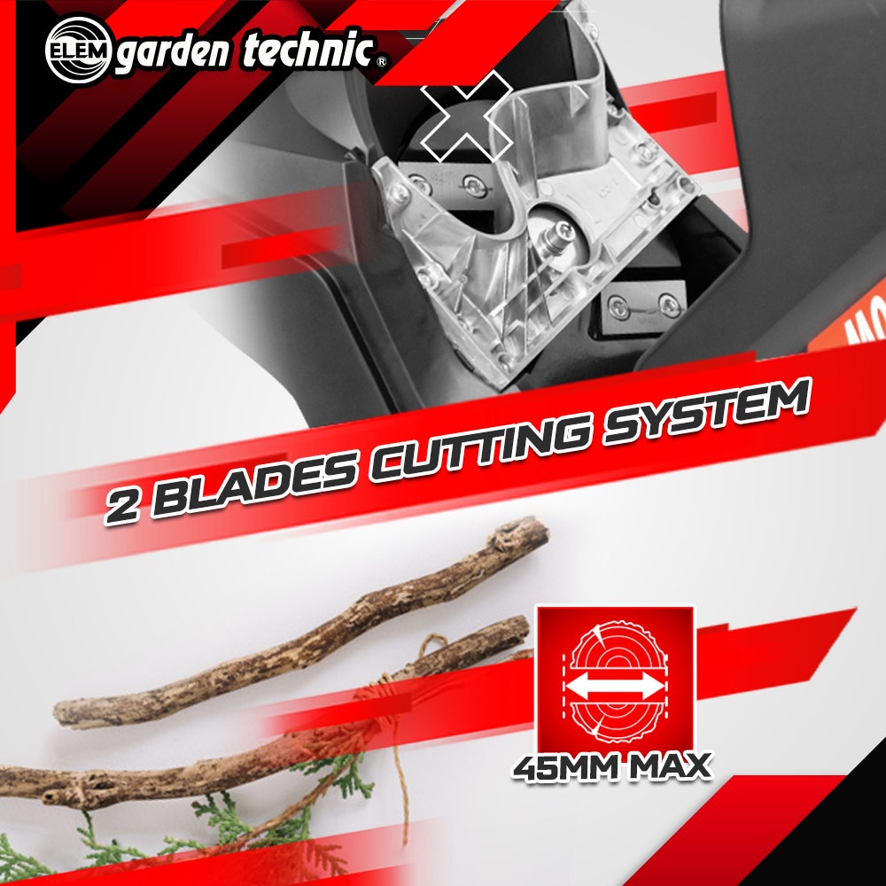 Broyeur de végétaux électrique 2600W avec sac récupérateur de 45L - 4