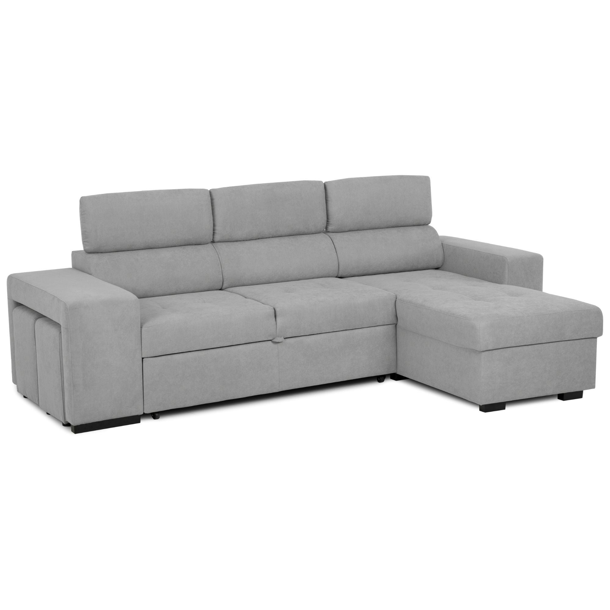 BUDWING John Divano Letto Grigio Chiaro a Posti con Chaise