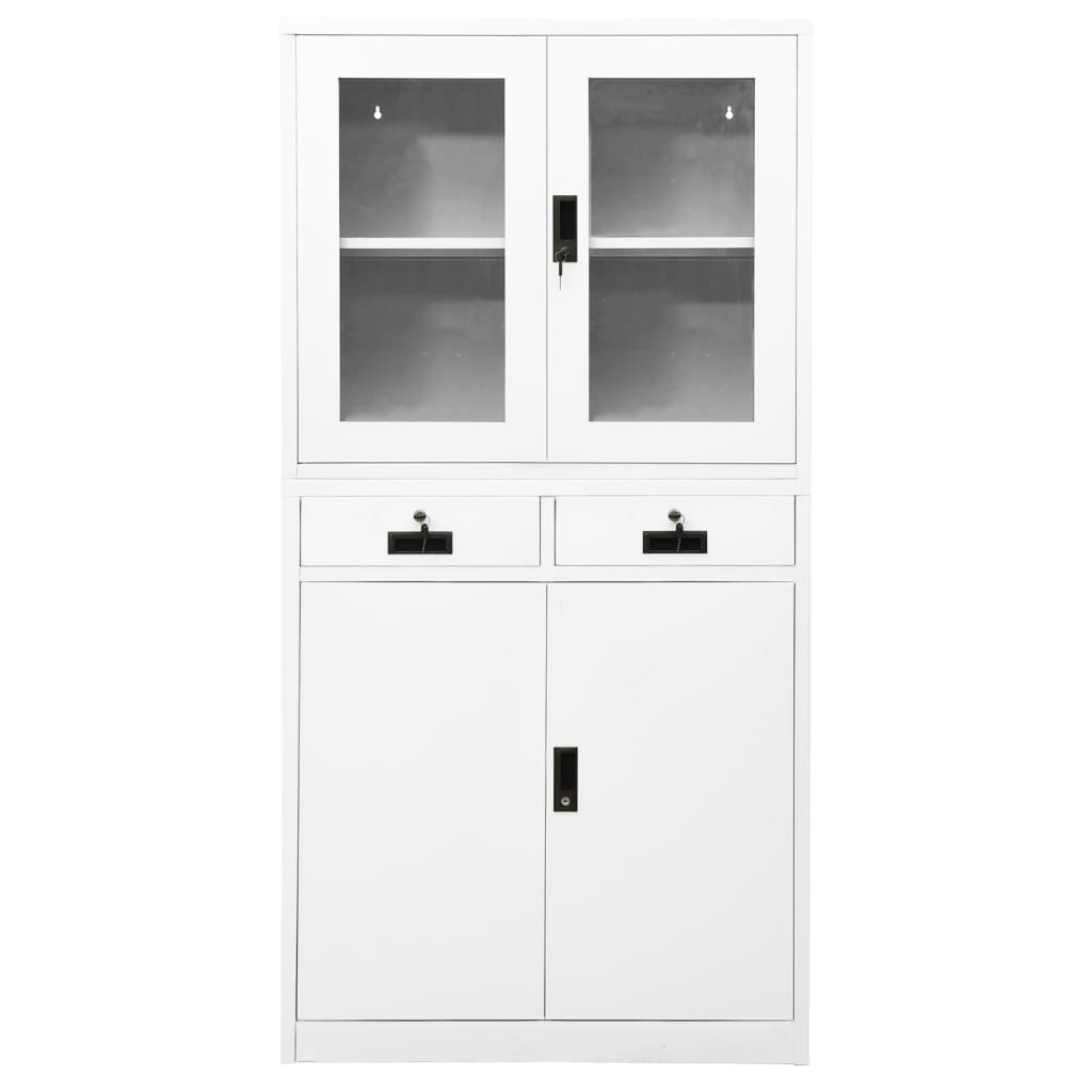 Armoire de bureau Blanc 90x40x180 cm Acier et verre trempé - 3