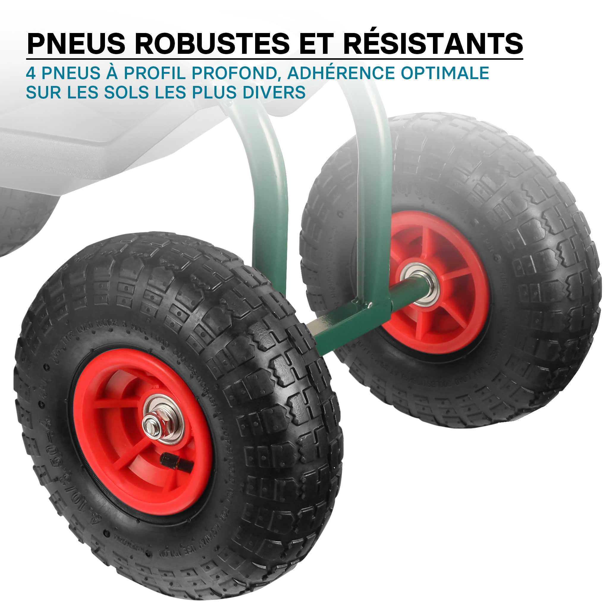 Siège de jardin sur larges roues Charge 150kg max. Chariot coulissant Jardinage Repose-genoux - 5