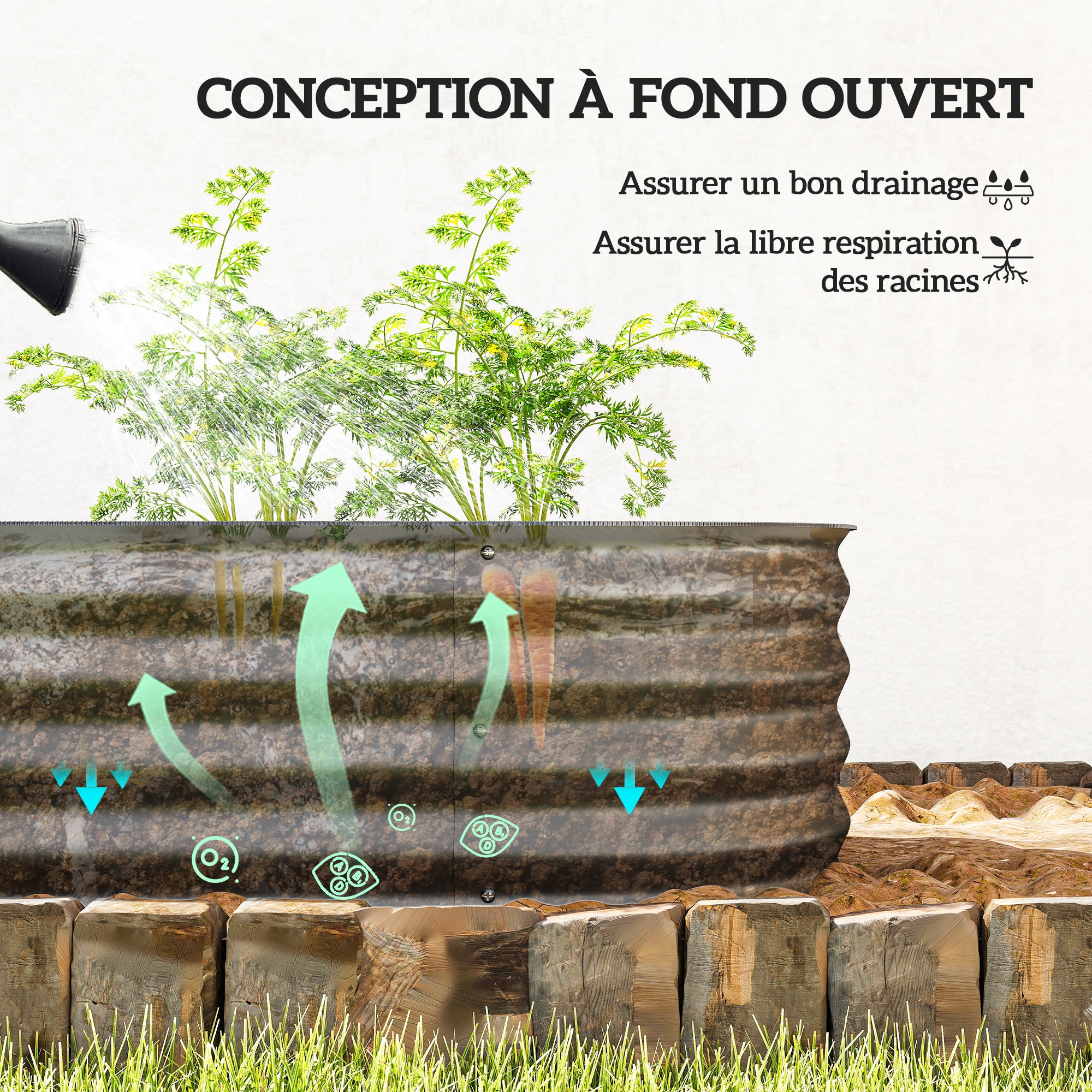 Carré potager de jardin acier galvanisé Outsunny - 5