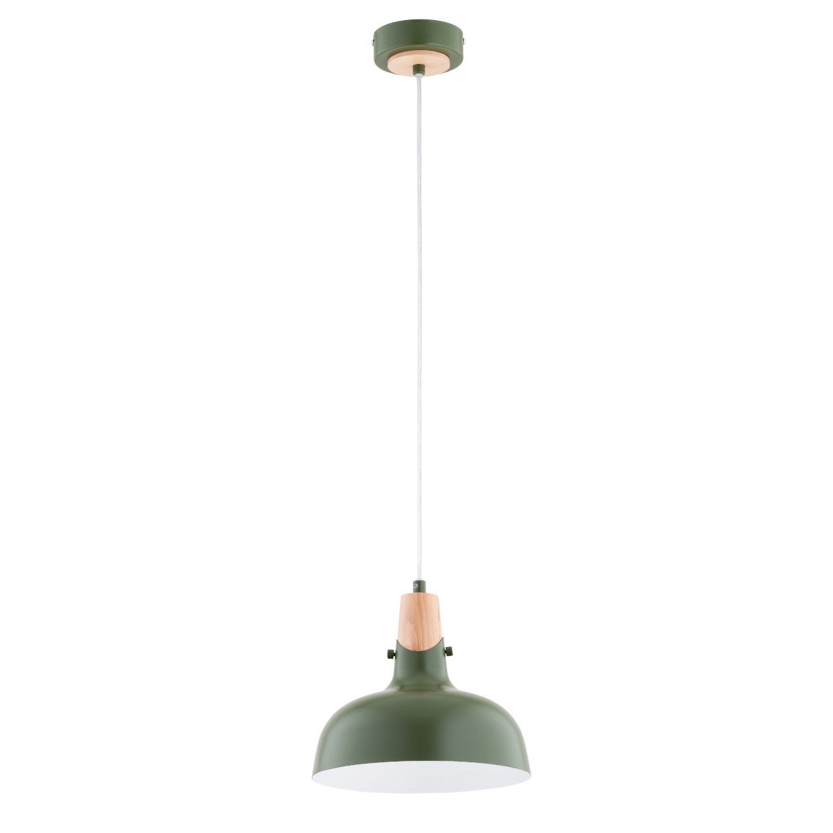 Lampa wisząca Solo zielona - jasne drewno 1xE27x15W dziecięca wym: 90 x 23 x 23 cm metal Alfa