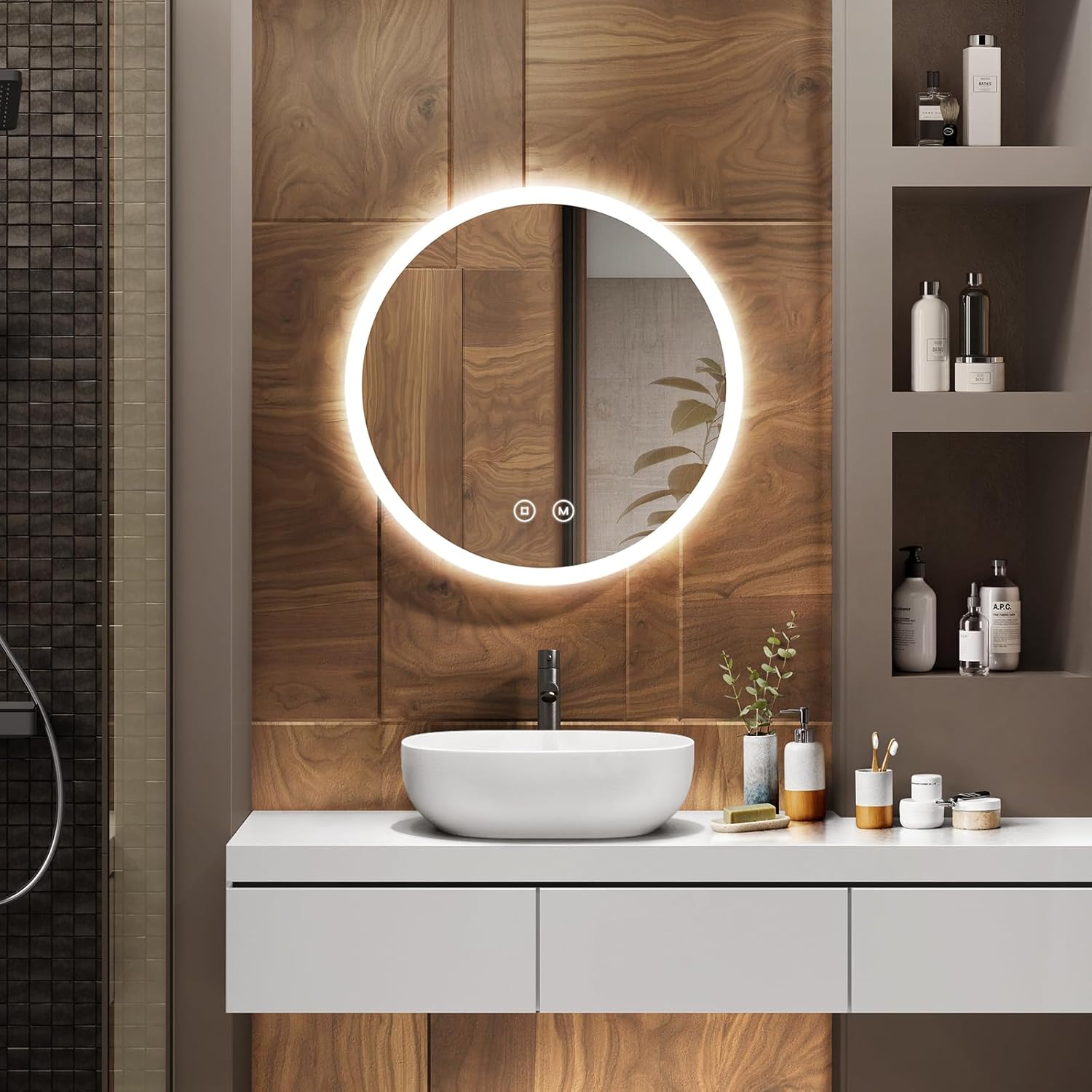 Miroir salle de bain anti-buée 60 cm au meilleur prix | Leroy Merlin