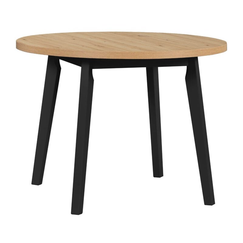 Elegancki stół Oslo 3 z okrągłym blatem Dąb Artisan – czarne nogi, nowoczesny design