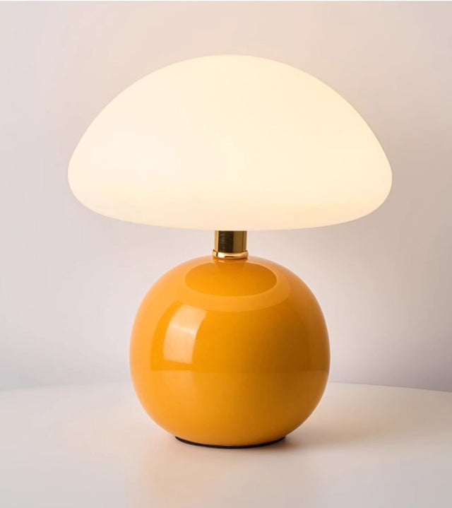 Lampe de table filaire mignonne, lampe de chevet USB en forme de champignon, veilleuse à intensité variable, 3 températures de couleur, orange