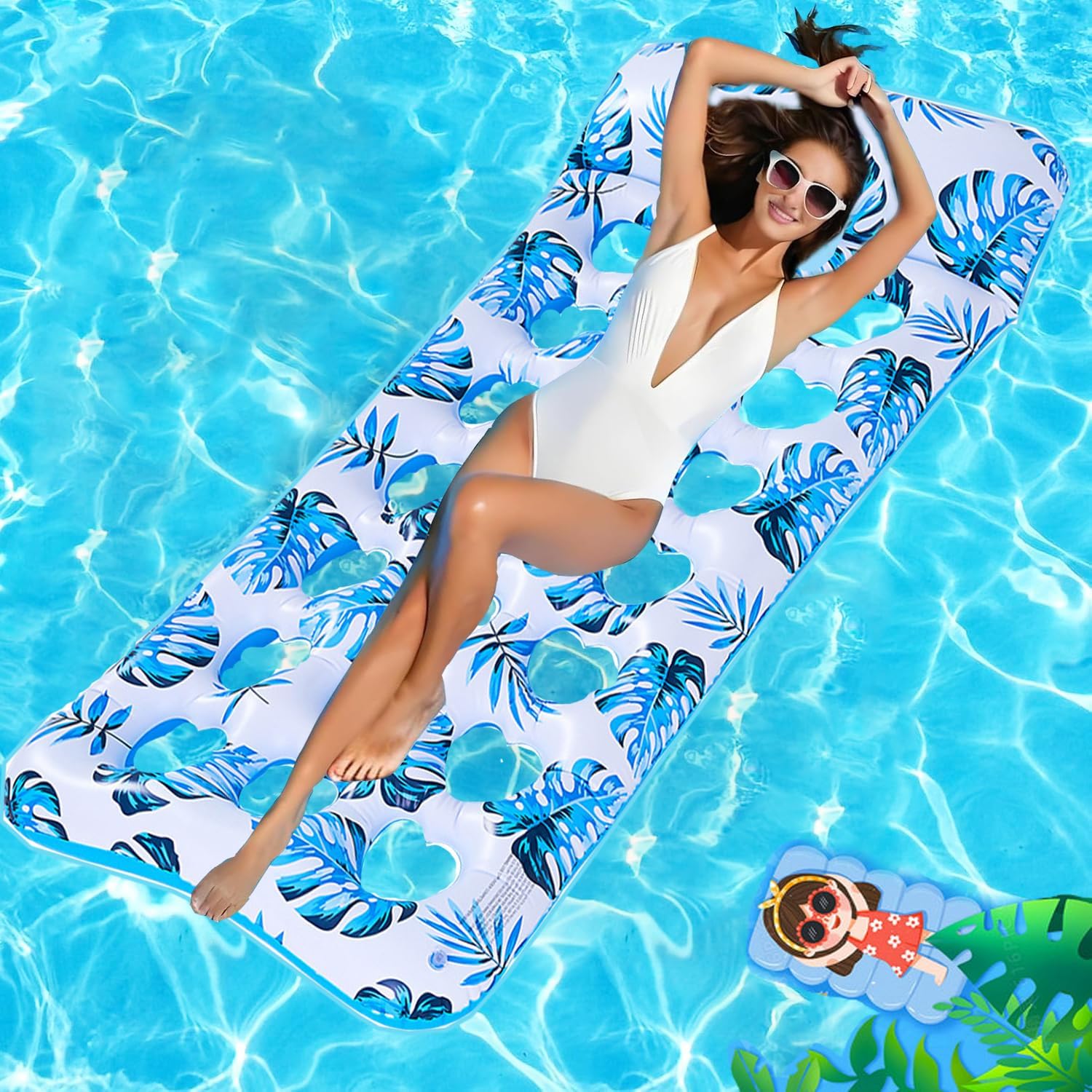 Boias De Piscina Para Adultos - Kit 2 Unidades 4 Em 1 Com Rede E Travesseiro