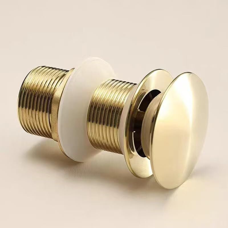 Bonde de lavabo - Pop Up - En laiton - Universel - Sans trop-plein - Pour lavabo et lavabo - Doré - 3