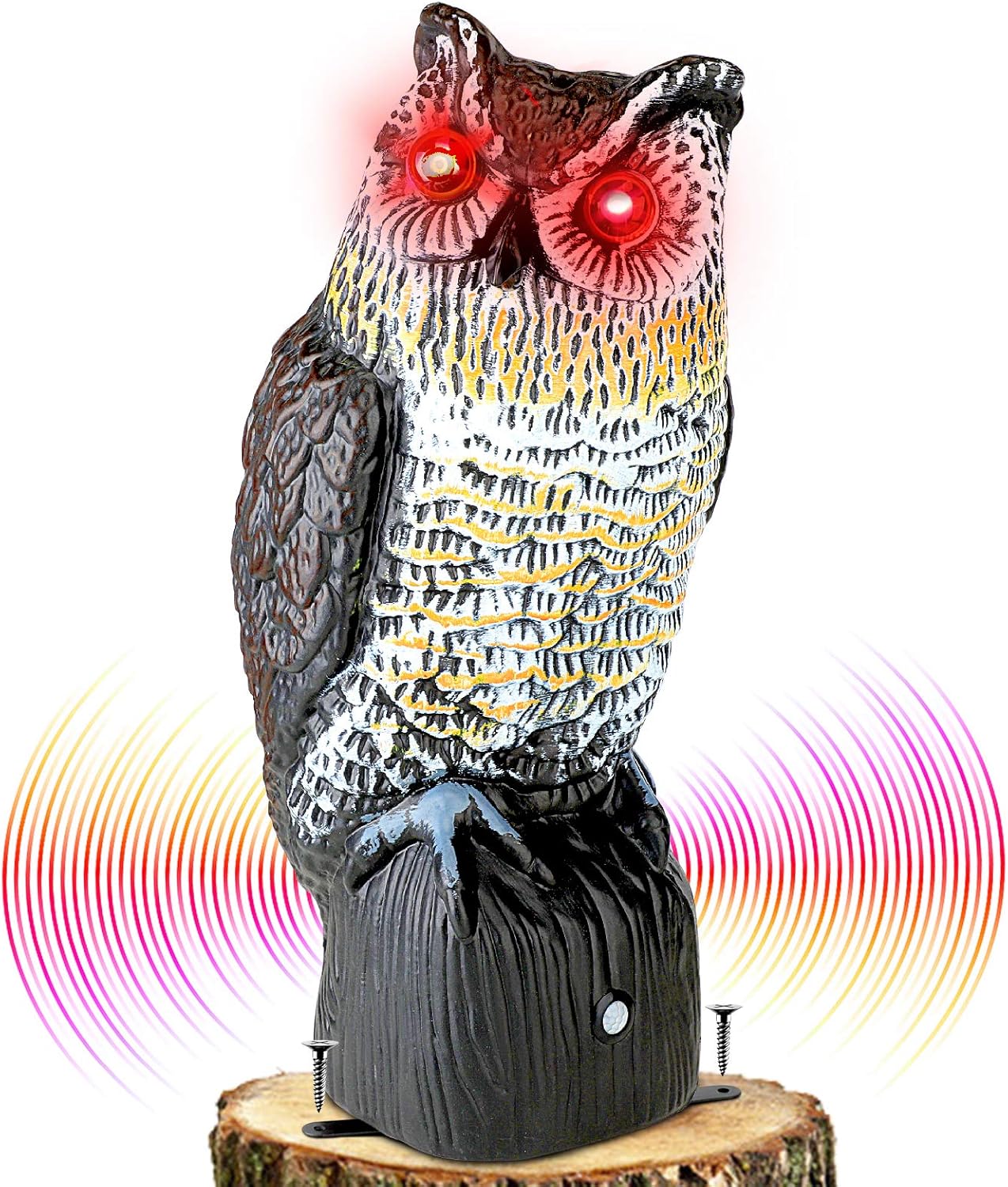 Plastikowy odstraszacz ptaków w kształcie sowy, straszak sowa, migające oczy, przerażający dźwięk, ozdoby do dekoracji rękodzieła