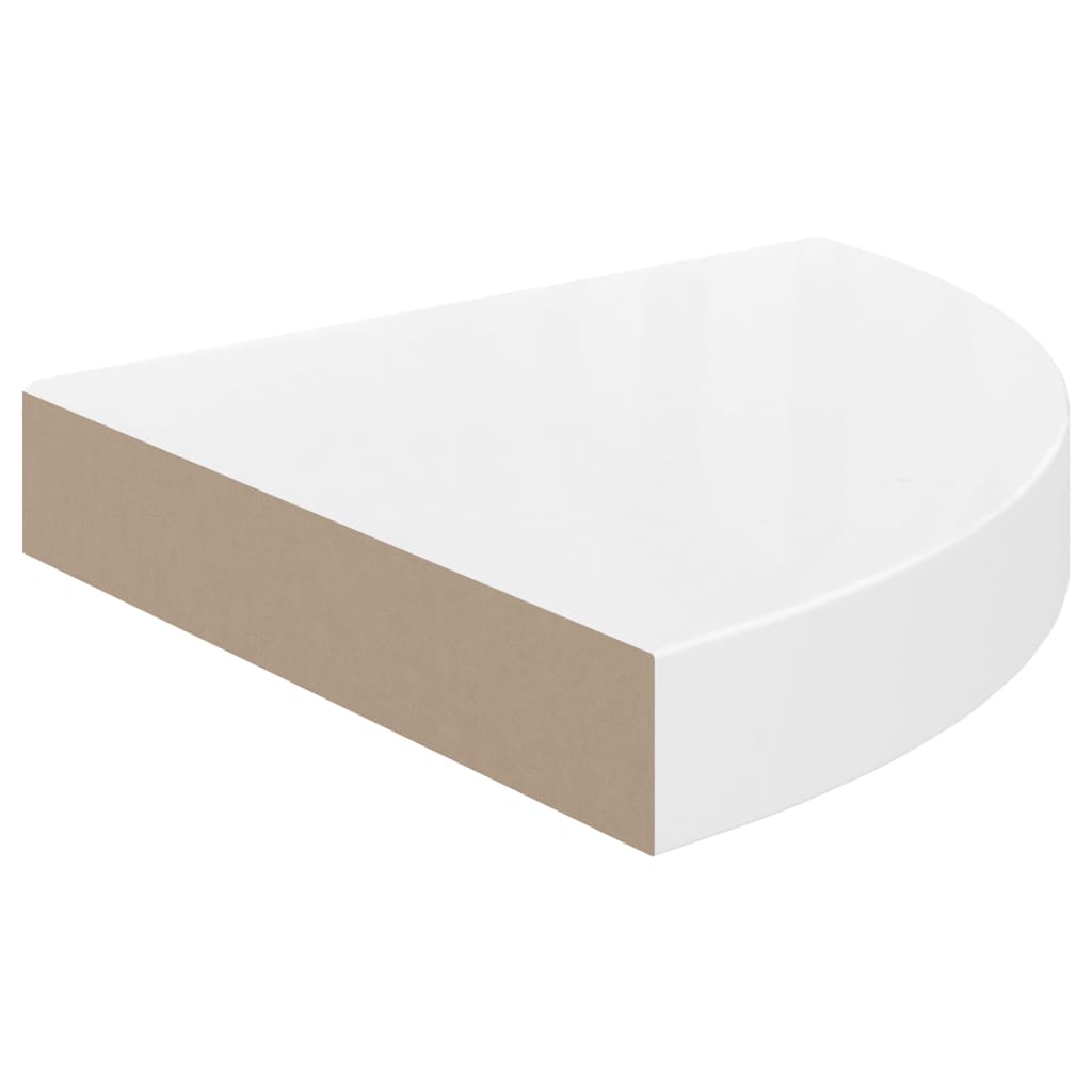 Étagère d'angle flottante Blanc brillant 25x25x3,8 cm MDF - 4