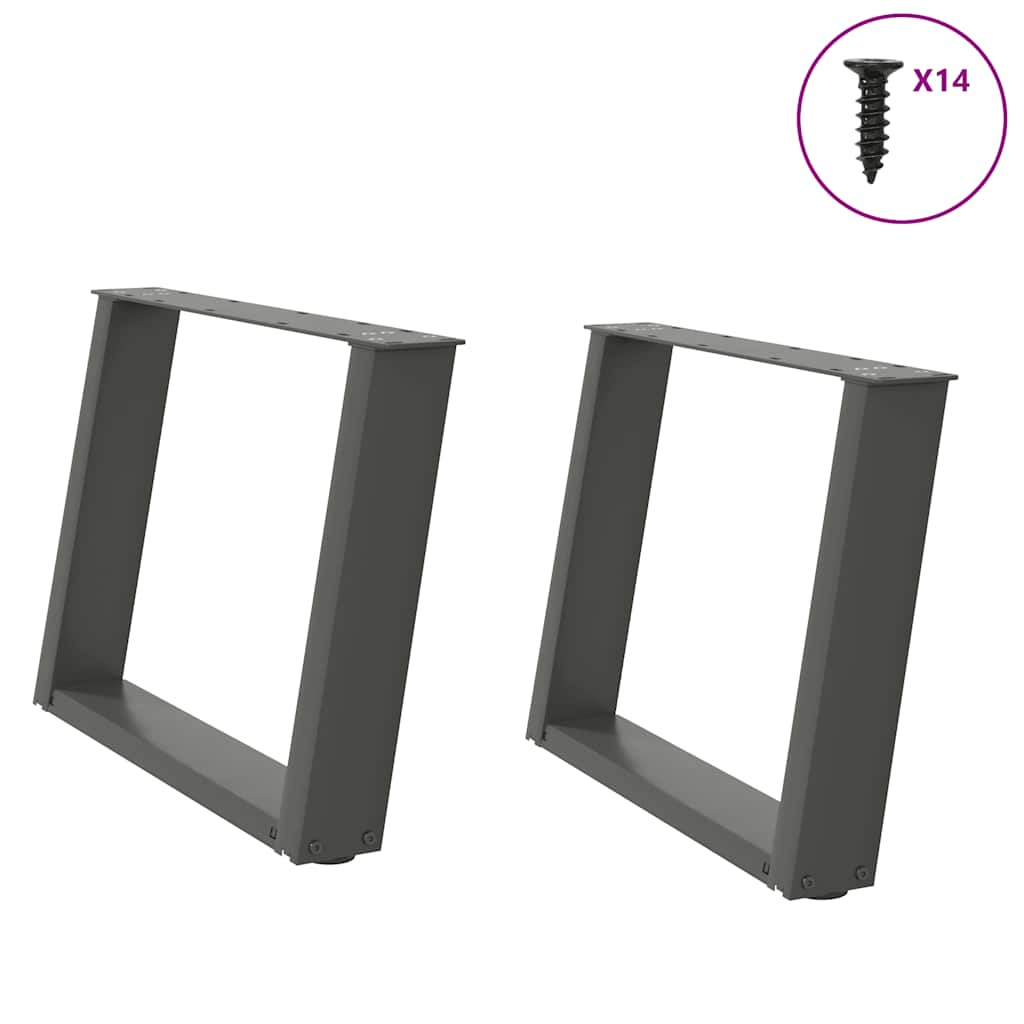 Nogi do stolika kawowego w kształcie litery U 2 szt. Antracyt 60x(42-43) cm Stal vidaXL