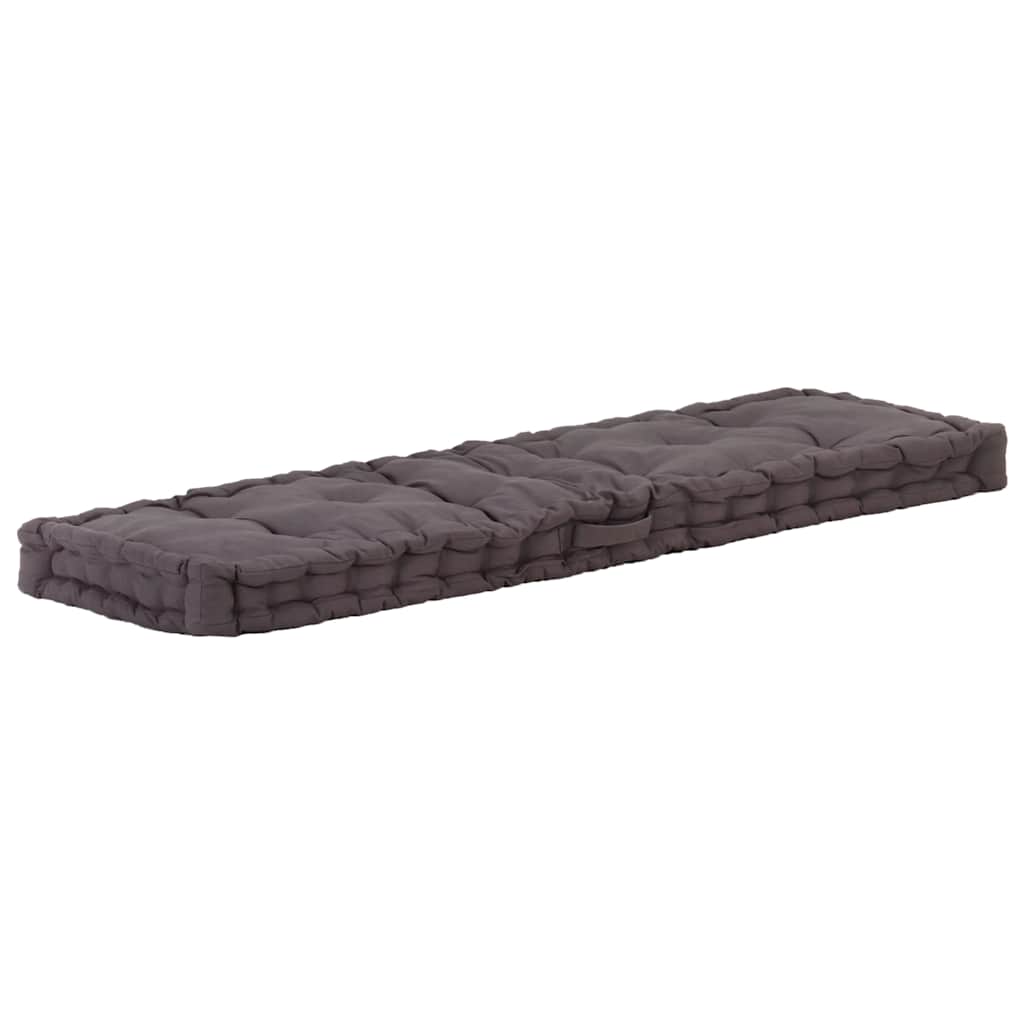 Coussin de plancher de palette Coton 120x40x7 cm Anthracite vidaXL - 2