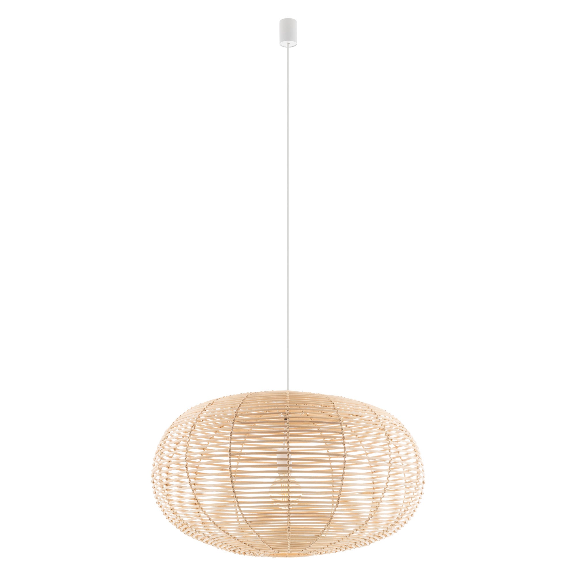 Lampa wisząca Rattan L naturalne drewno-biała 1xE27x25W wym: 160 x 79 x 79 cm wiklina / rattan / słoma Nowodvorski Lighting