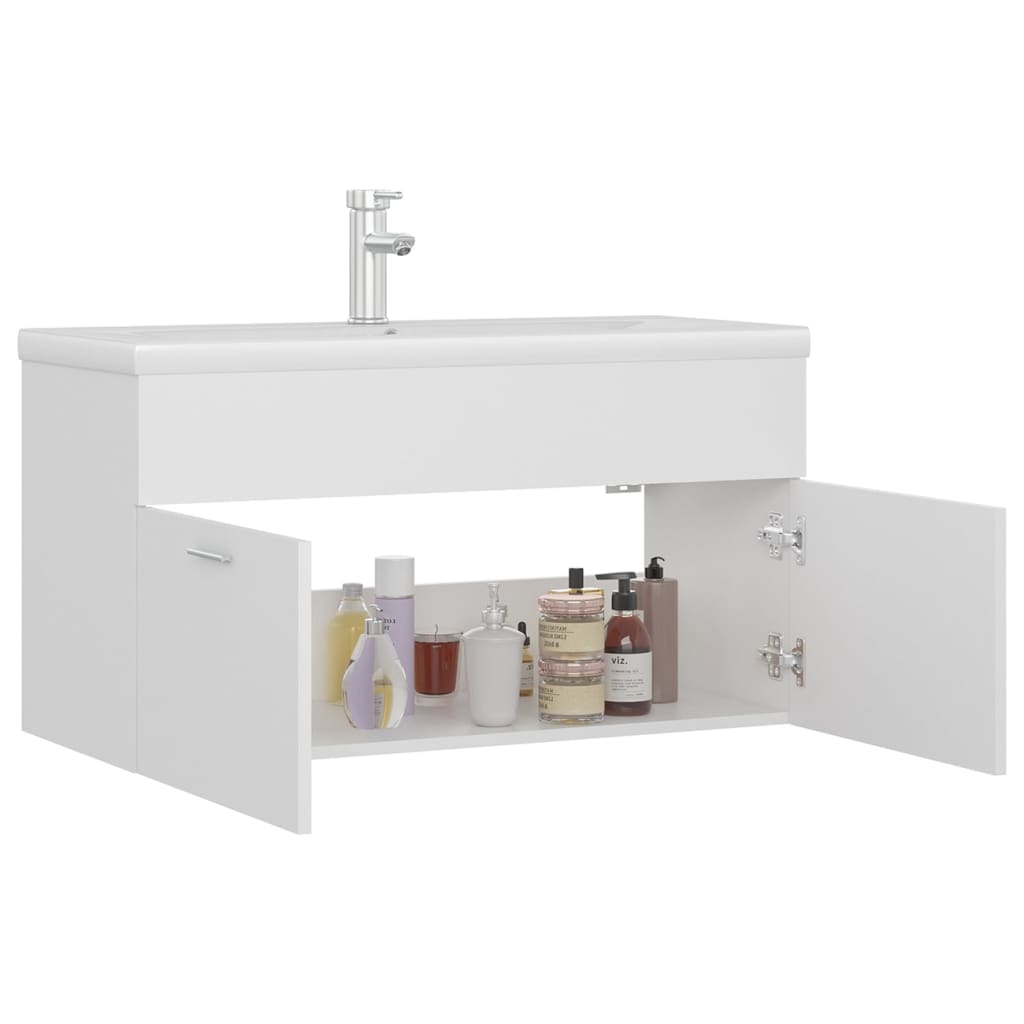 Maison Exclusive - Mobile con Lavabo Integrato Bianco in Legno Multistrato - 6
