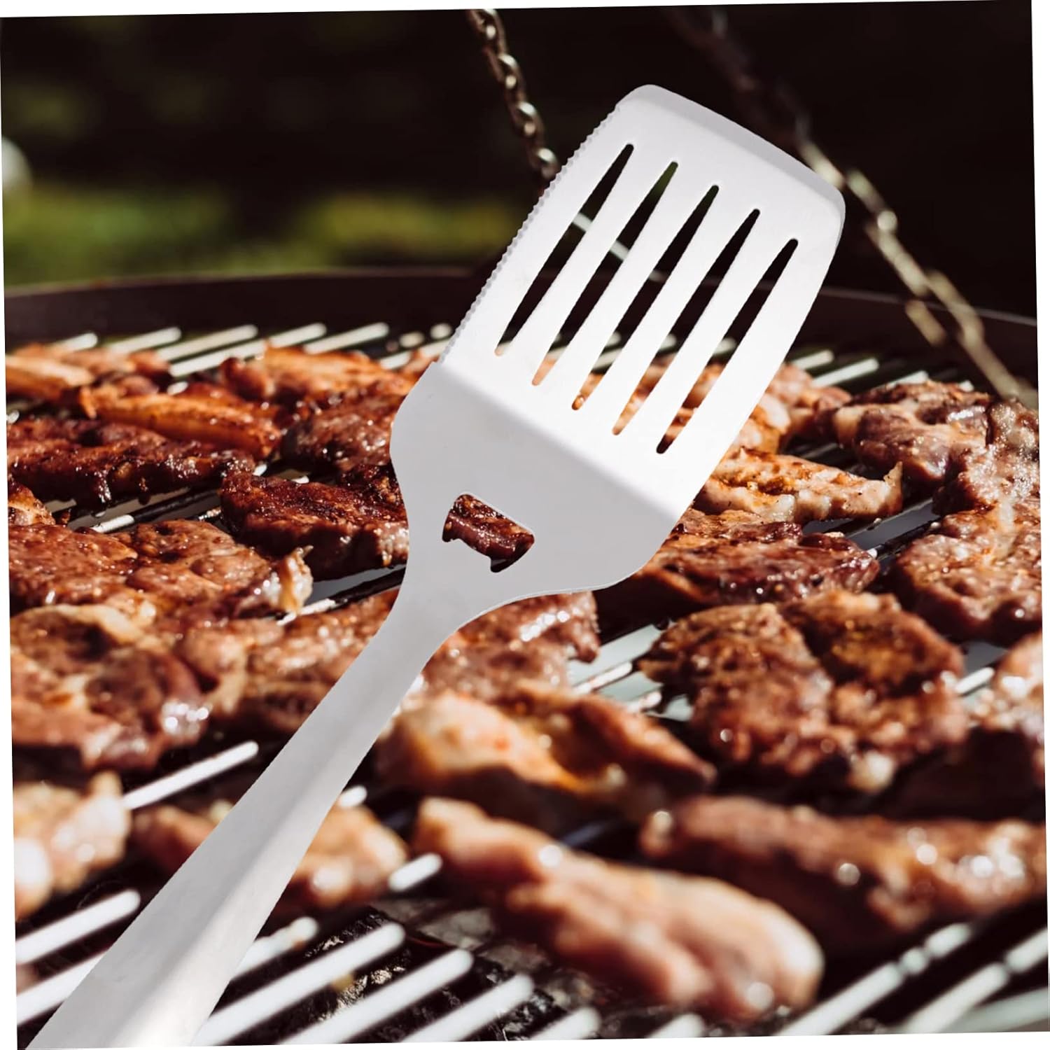 Zestaw 2 przyborów do grilla ze stali nierdzewnej: ergonomiczny widelec i szpatułka do grillowania na świeżym powietrzu – praktyczne akcesoria do gri - 3