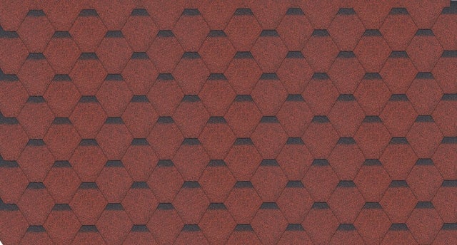 Bardeaux bitumineux Hexagonal Rock H-RED, couleur rouge - bitume toiture