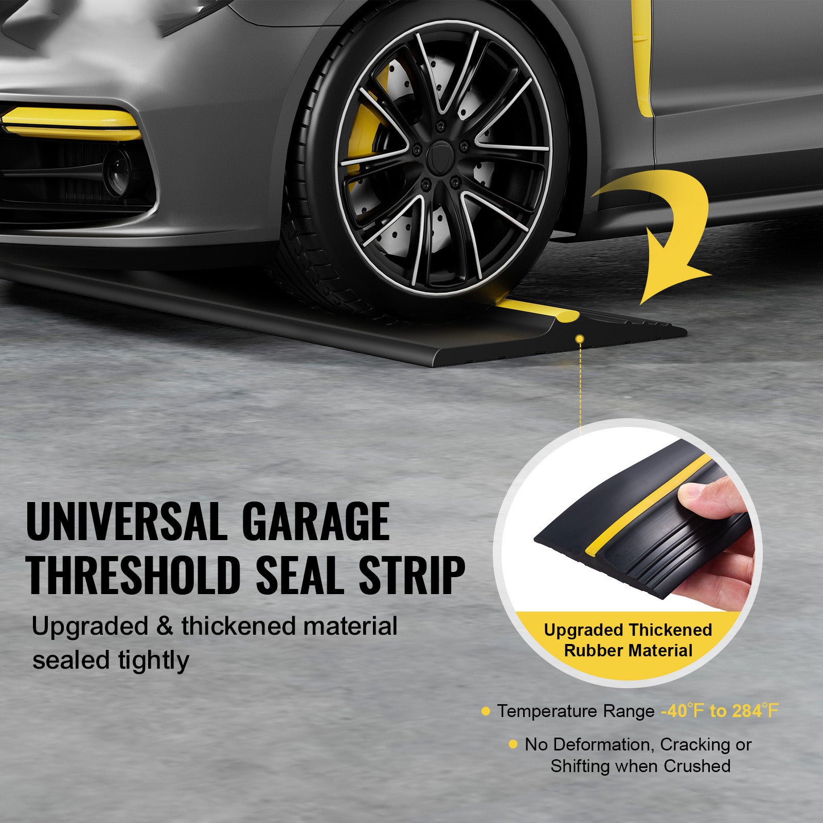 Bande d'Étanchéité SucceBuy pour Seuil de Garage 16,5 Pi, PVC Universel, Adhésif Renforcé, Joint Inférieur DIY, Noir - 4