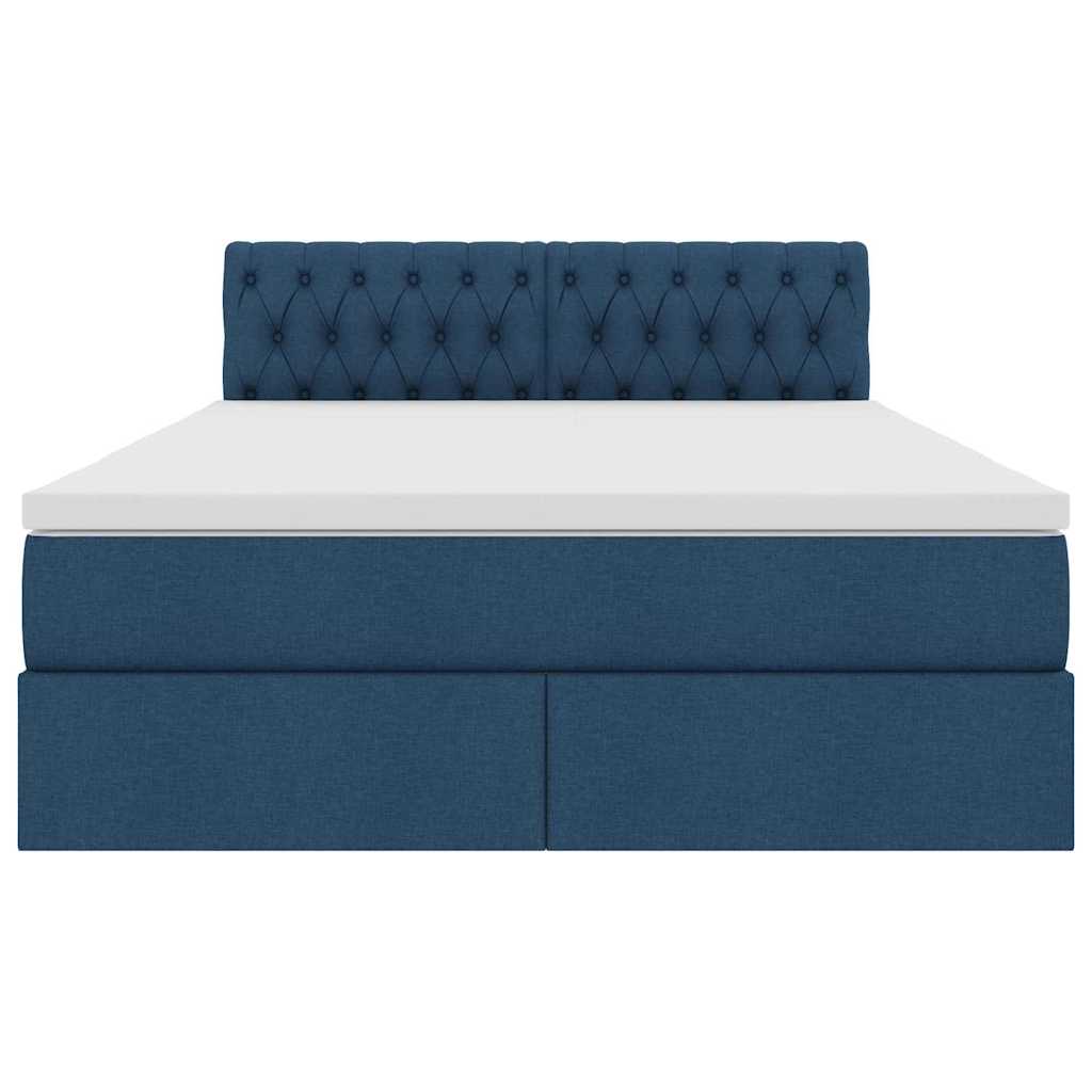 Lit avec rangement et matelas bleu 140 x 200 cm velours - 7