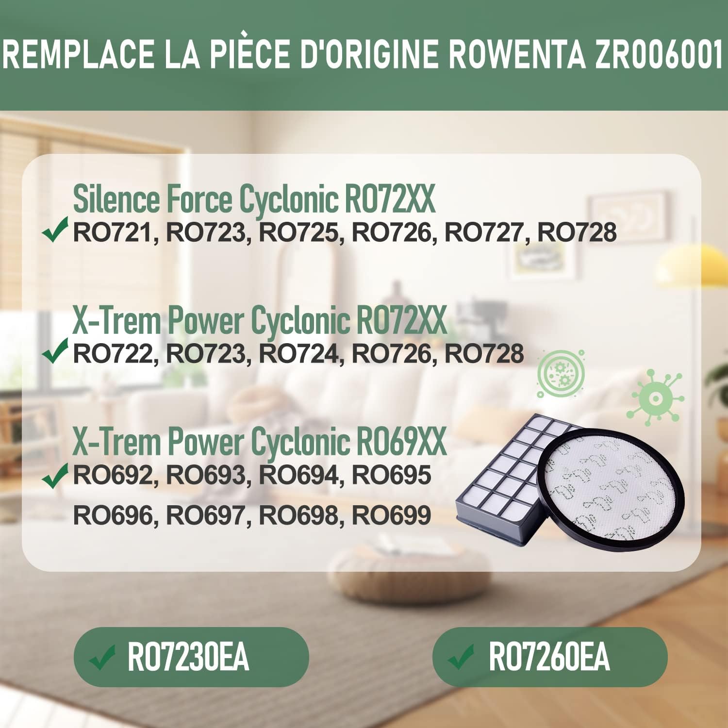 2 lot Remplacement Filtre pour Rowenta X-Trem Power Cyclonic AspiratEU ZR006001 RO69xx RO72xx RO7230EA RO7260EA,Filtre Pour AspiratEU - 3
