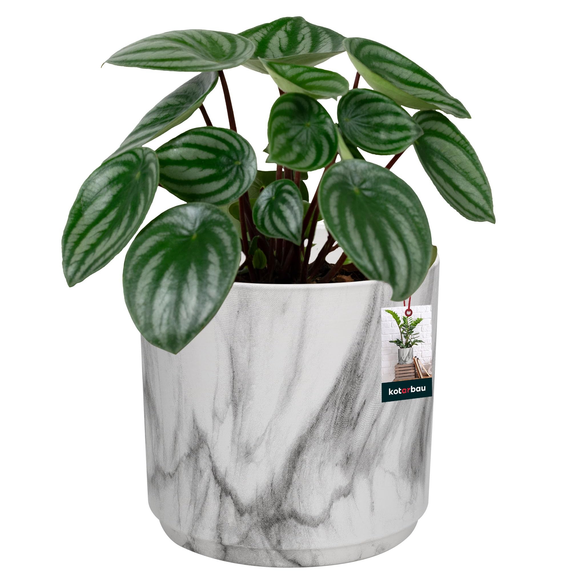 Doniczka ceramiczna marmurowa okrągła na kwiaty 12 cm - KOTARBAU