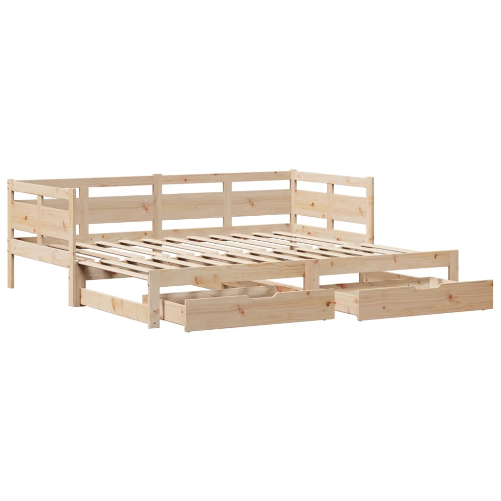 Gecheer Divano Letto Estraibile, Divano 2 in 1 con Letto Estraibile 80x200cm, Legno massello Pino, Design Rustico, Soluzione Spazio per Salotto o Camera da Letto