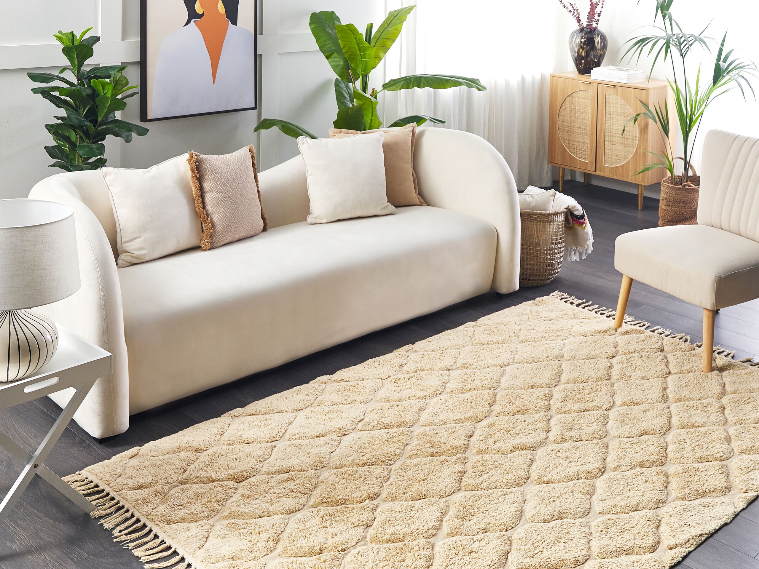 Covor SANLIURFA Nisipiu 160 x 230 cm Bumbac