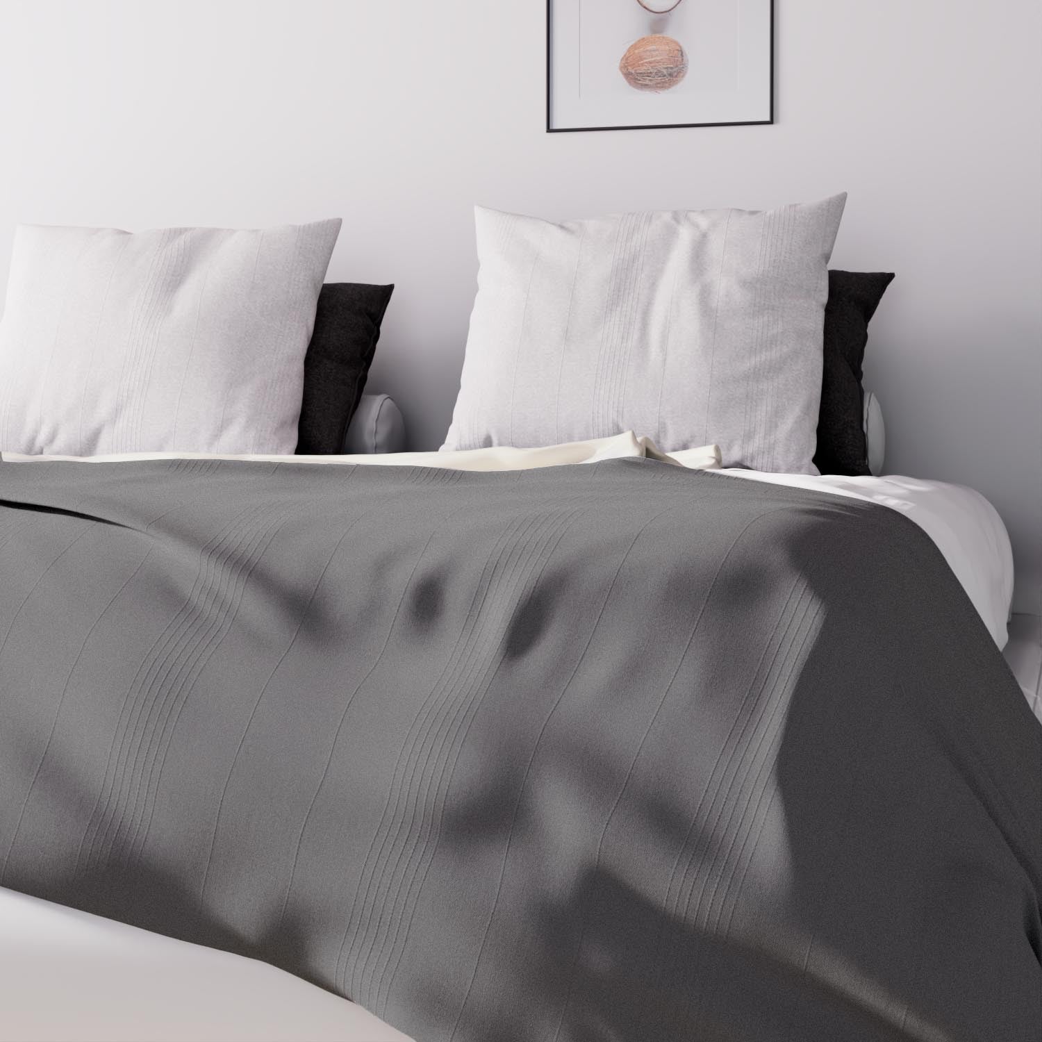 Jeté de lit Adèle gris 240x220 cm - 4