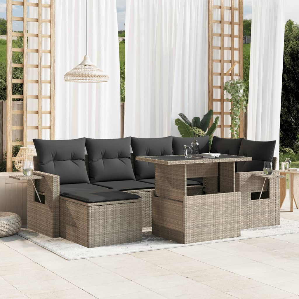 VidaXL Salon De Jardin 6 Pcs Avec Coussins Gris Clair Résine Tressée