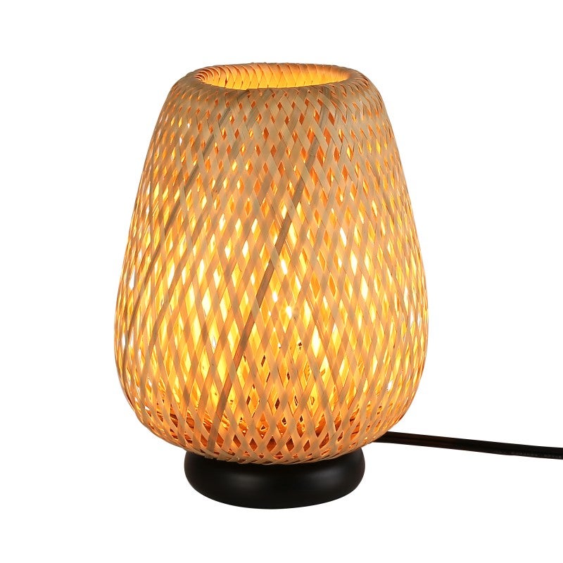 Alpinaluz Lámpara De Mesa De Mimbre Y Bambú: Luz Ambiental Contemporánea Para Sala De Estar, Enchufable Con Interruptor De Cable E27 , Leroy Merlin