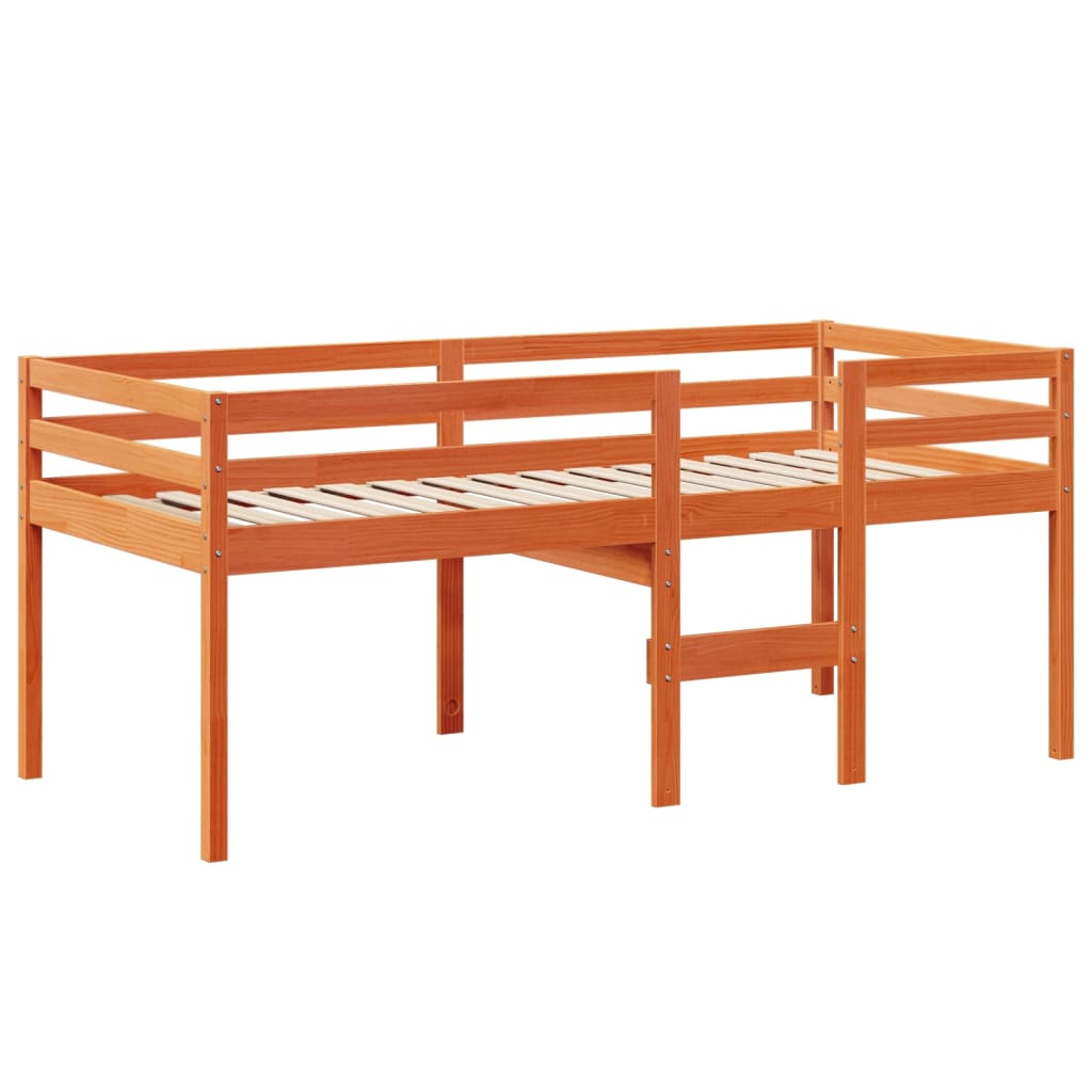 Lit haut avec toit cire marron 90x190 cm bois de pin massif - 7