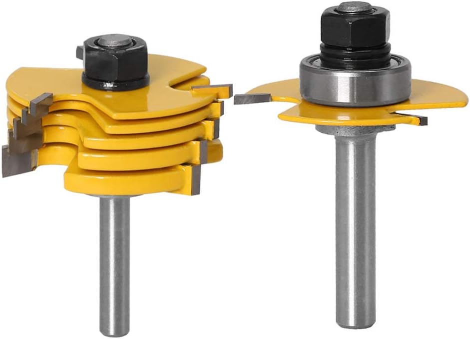 8mm Zestaw Wierteł do Frezarki z 3 Ostrzami Regulowanymi Frez do Rowków Frez do Drewna Wiertło Stolarskie Frez T Kształt z 6 szt. Ostrzem Tnącym 1,9mm