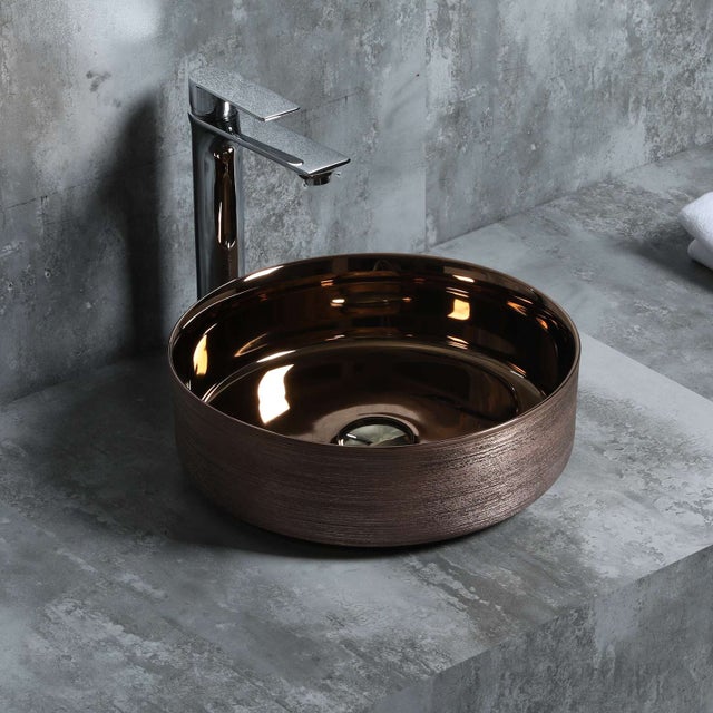 Lavabo de sobreponer CILIN cerámica 36x12x36 cm cobre