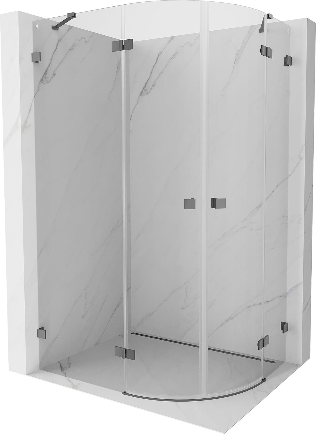 Mexen Lunar kabina prysznicowa półokrągła uchylna lewa 90 x 70 cm, transparent, gun metal - 833-090L-070P-95-00