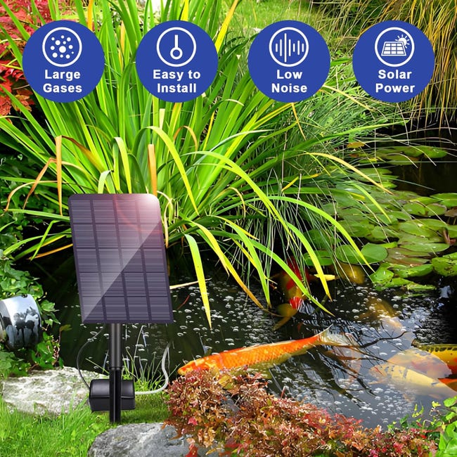 Pompa Aria Ad Energia Solare Per Laghetto O Acquario - Con Batteria E Pietra Porosa | Esterna - Foto 10