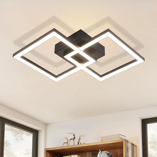ZMH Lampa sufitowa LED Kwadratowa 24W czarna nowoczesny design neutralna biel 4000K do kuchni salonu sypialni przedpokoju