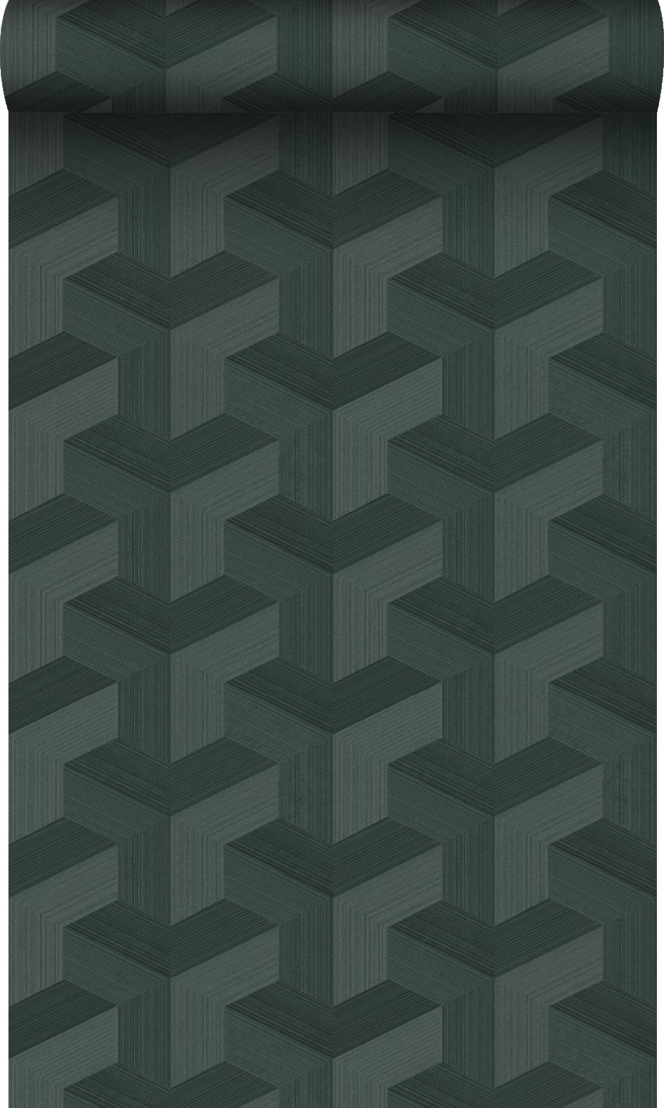 Tapeta flizelinowa z ekoteksturą graficzny motyw 3D ciemnej zieleni - 50 x 900 cm - ORIGIN