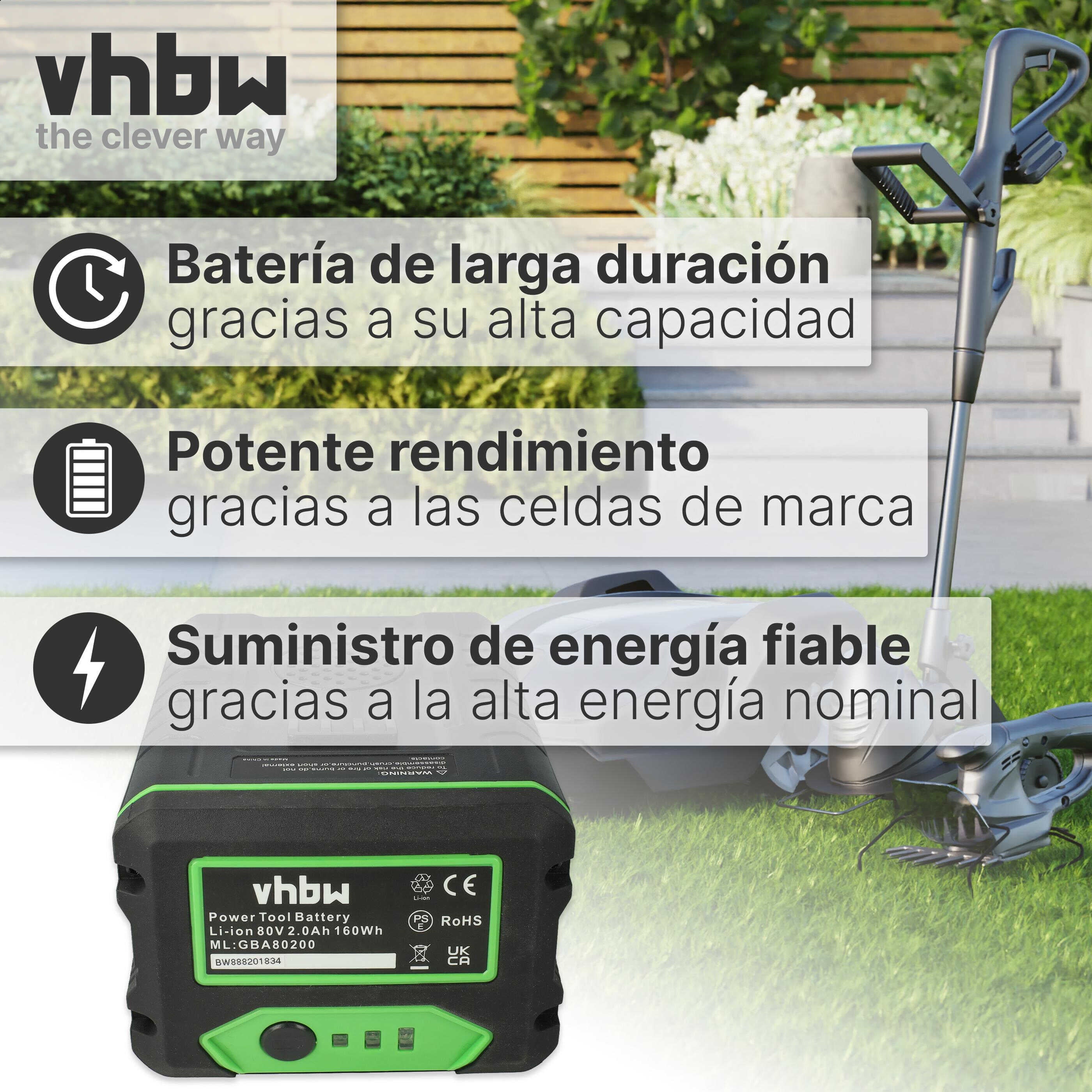 vhbw Batterie remplacement pour Greenworks GBA80500, GBA80400 pour tondeuse outil de jardinage (2000mAh, 80V, Li-ion) - 6